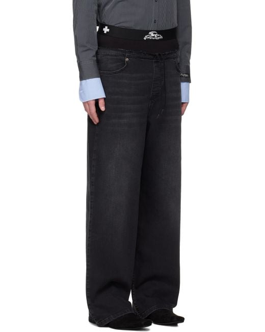 PROTOTYPES Black Waistband Regular Jeans for men