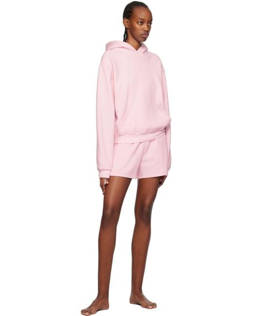 Skims Pink Cotton Fleece Classic Hoodie Lyst