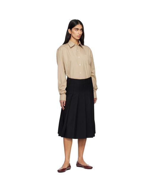 A.P.C. Black Pleated Midi Skirt