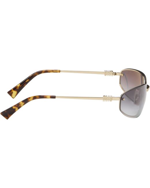 Miu Miu Gray Rimless Metal Oval Sunglasses