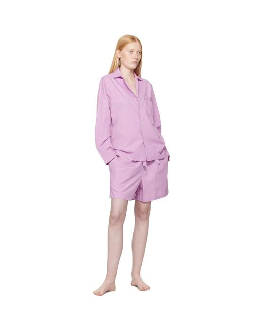 Tekla Pink Poplin Pyjama Shorts