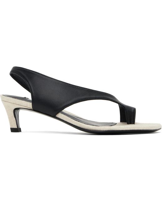 Totême  Black Leather Thong Heeled Sandals