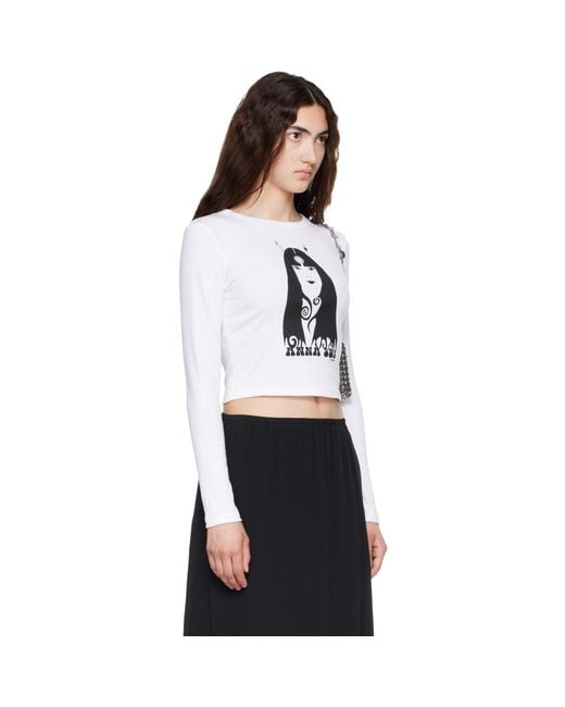 Anna Sui White Devil Long Sleeve T-Shirt