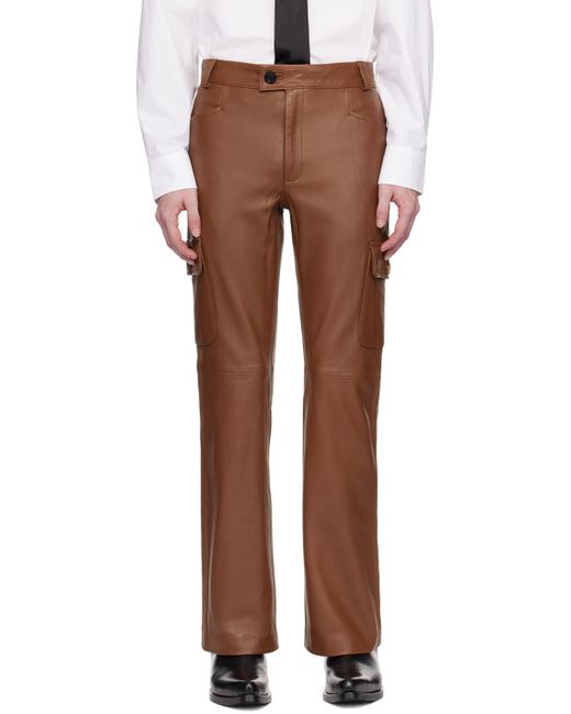 Pantalon cargo évasé brun en cuir Ernest W. Baker pour homme en coloris Multicolor