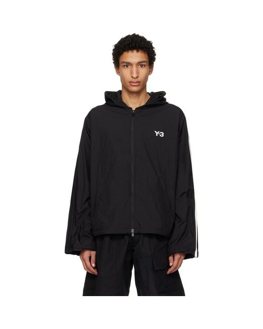 Y-3 Black Nylon Wired 3 Stripes Track Jacket for men