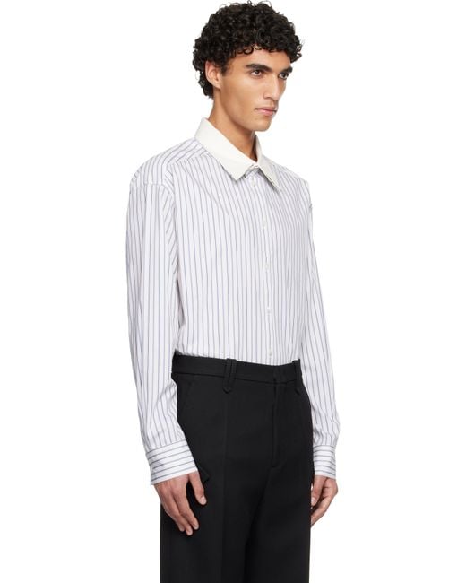 Lanvin White Oversized Striped Cotton Poplin Shirt for men