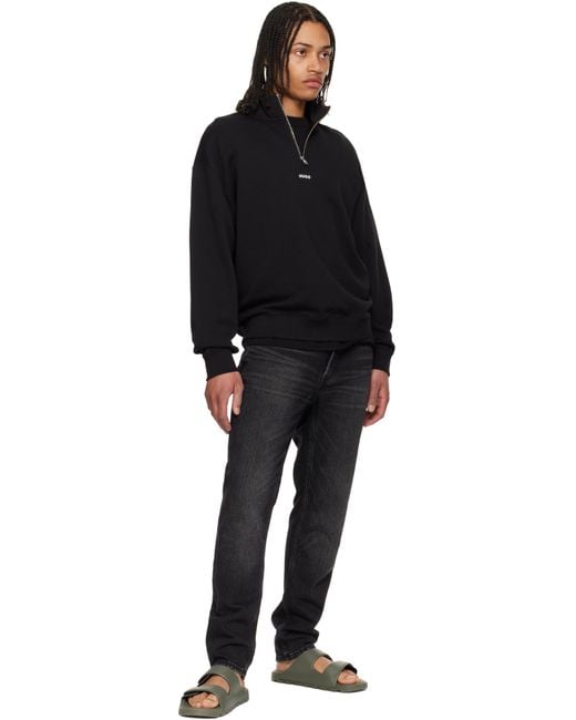 メンズ HUGO カーキ Logo Double Touch-Closure ストラップサンダル Black