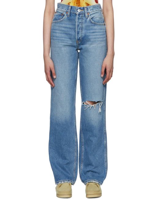 RE/DONE Denim 90s High Rise Loose Jeans in Blue | Lyst