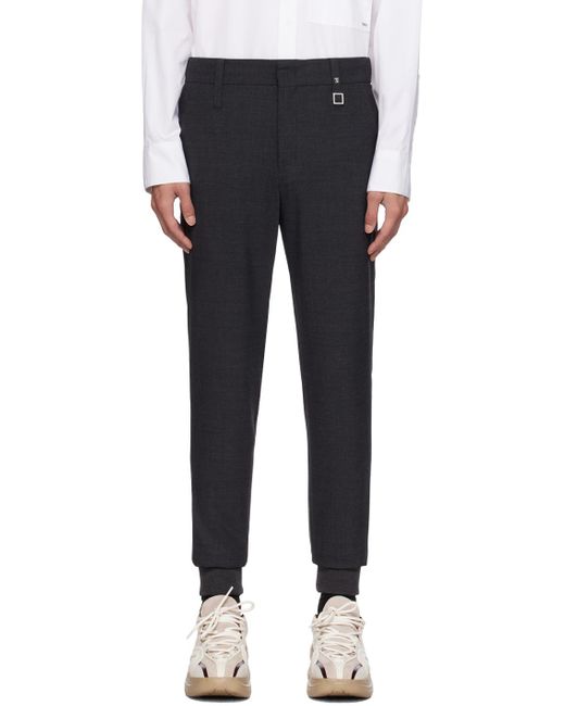 Wooyoungmi Black Gray Drawstring Trousers for men