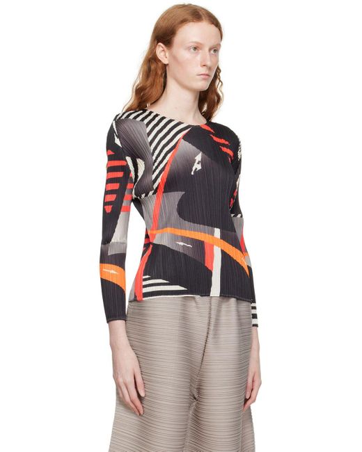 Pleats Please Issey Miyake Black Freeway Long Sleeve T-shirt | Lyst