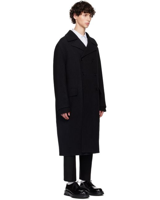Jil Sander Double-Breasted Coat in Black for Men | Lyst