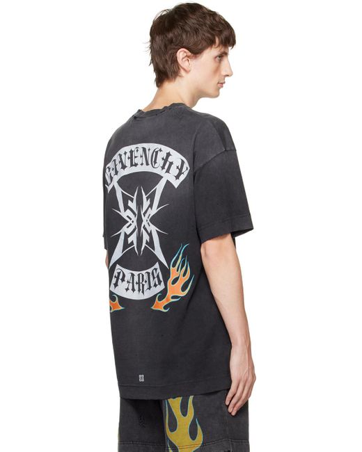 Givenchy Black Distressed Logo-print Cotton-jersey T-shirt for men