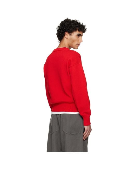 Jil Sander Red Cotton Sweater for men