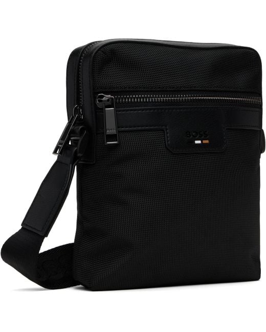 メンズ Boss ブラック エンボスロゴ バッグ Black