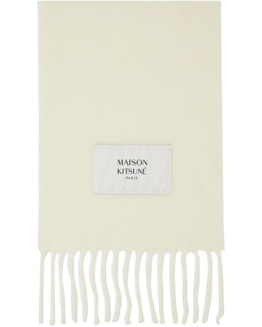 Maison Kitsuné Natural Off-white Patch Scarf for men