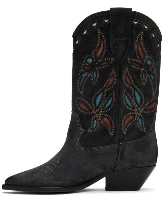 Isabel Marant Black Gray Duerto Cowboy Boots