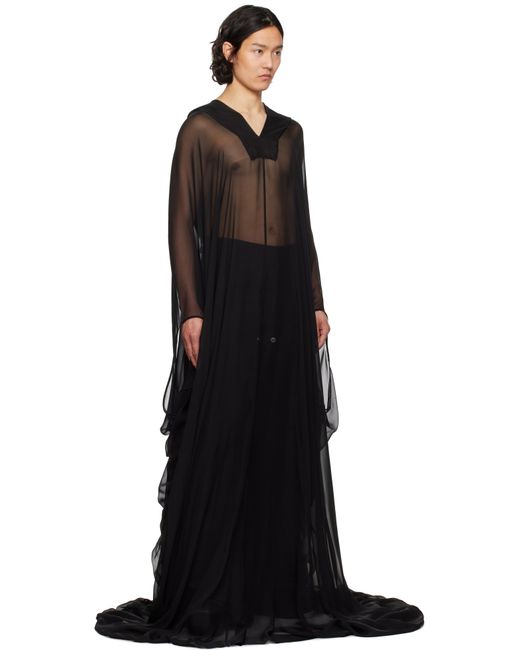 Rick Owens Black Hollywood Hooded Kaftan Pullover Coat for men
