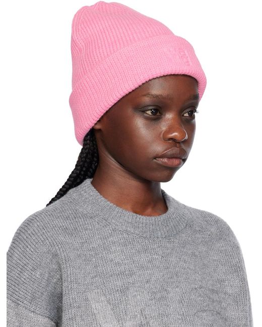 T By Alexander Wang Multicolor Pink Logo Compact Deboss Beanie