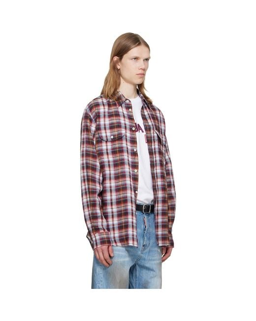 DSquared² Red Canadian Vintage Linen Shirt for men