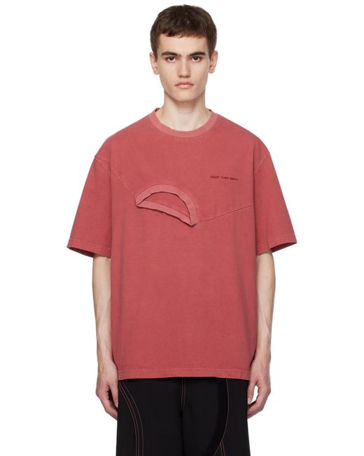Feng Chen Wang Red Double Neck T-shirt for men