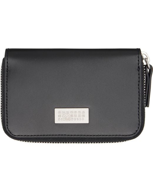 MM6 by Maison Margiela Black Numeric Leather Zip Wallet for men