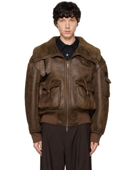 feng chen wang FAUX LEATHER JACKET