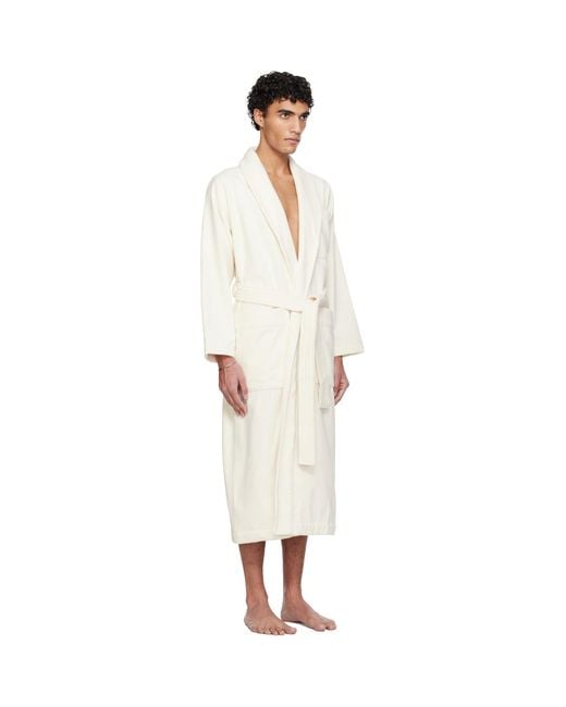 Tekla Black Off Terry Classic Bathrobe for men