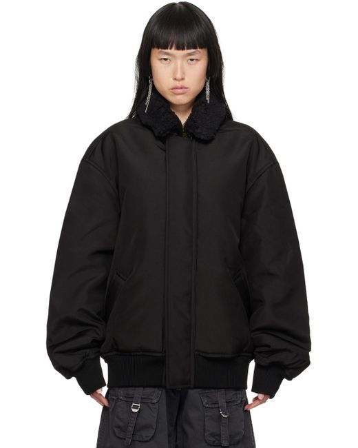 Acne Black Faux-shearling Collar Bomber Jacket