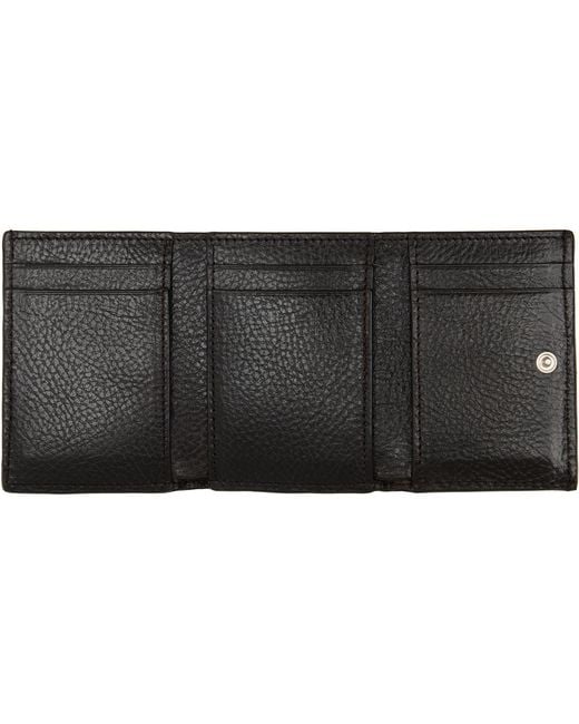 Lemaire Black Gear Trifold Leather Wallet for men