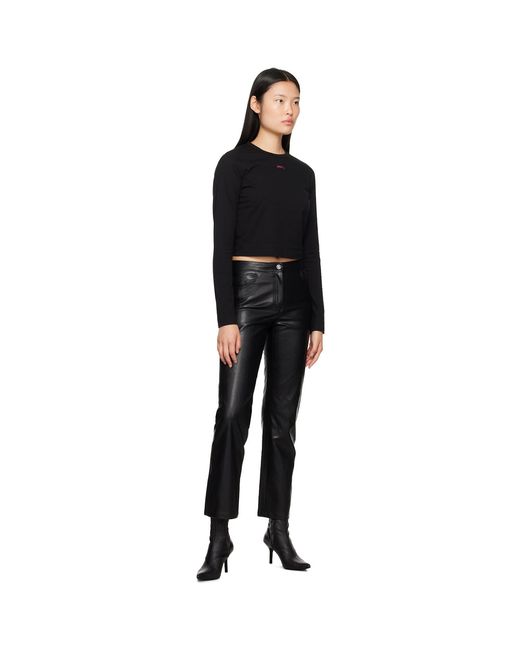 Juun.J Black Darted Faux-Leather Trousers