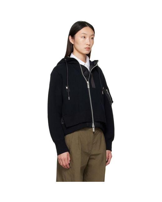 Sacai Blue Sponge Sweat X Nylon Twill Hoodie