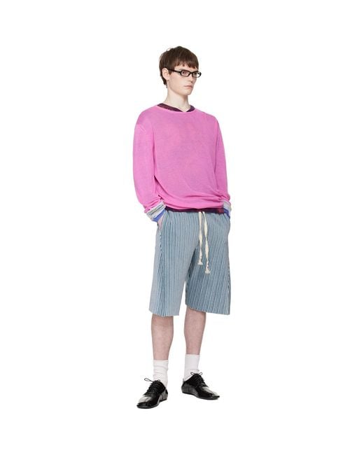 Edward Cuming Blue Twisted Track Shorts for men