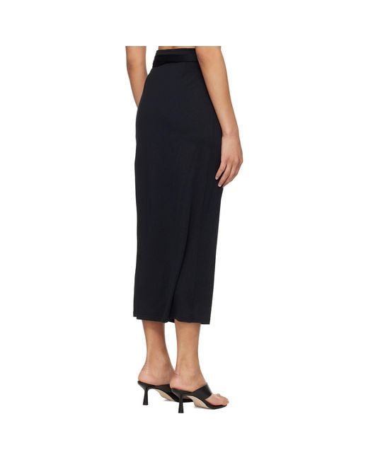 Totême Black Wrap Midi Skirt