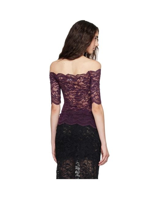 Rabanne Purple Short-sleeve Laye Lace Top
