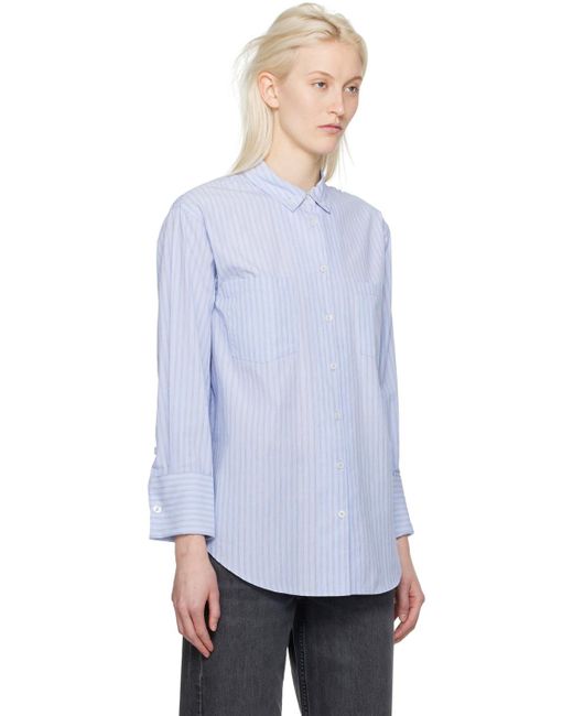 Anine Bing White Blue Catherine Shirt
