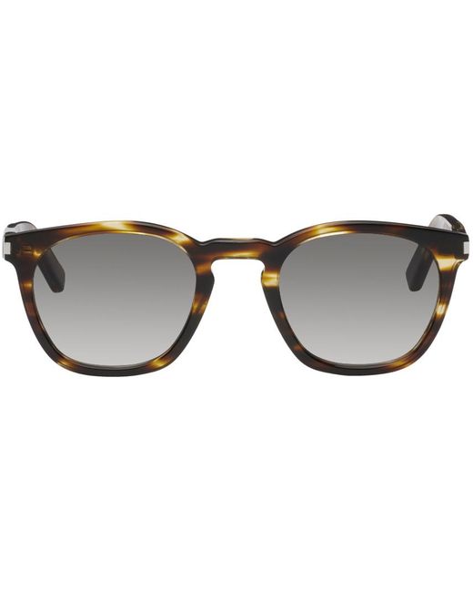 Saint Laurent Black Tortoiseshell Sl 28 Sunglasses for men