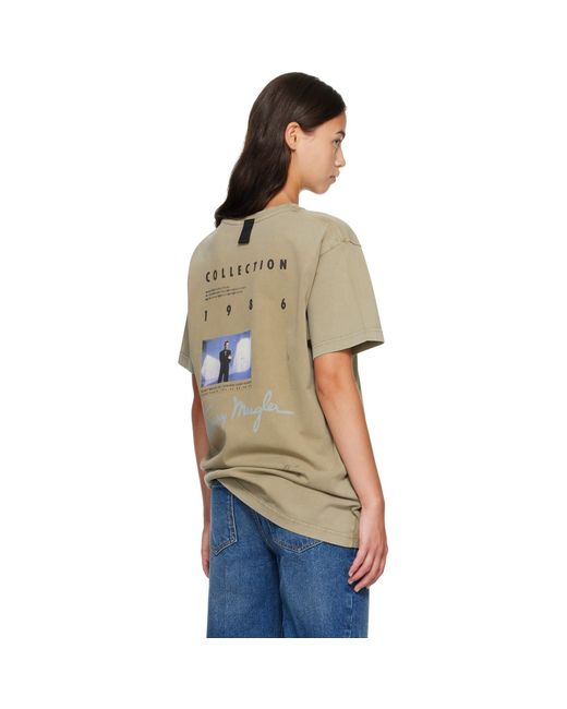 Mugler Brown Khaki Short Sleeves Logo T-Shirt
