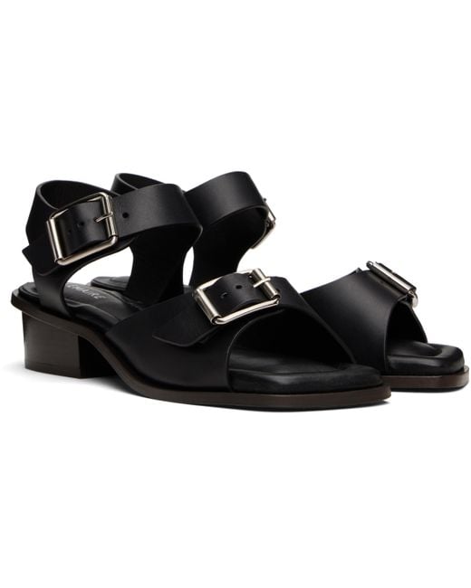 【関税込み】LEMAIRE ブラック Square 35 ヒールサンダル Lemaire Square Heeled Sandals with Straps 35 in Black