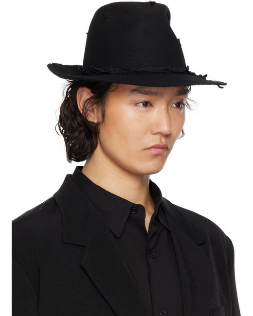 メンズ Yohji Yamamoto ブラック Wool Soft ハット Black