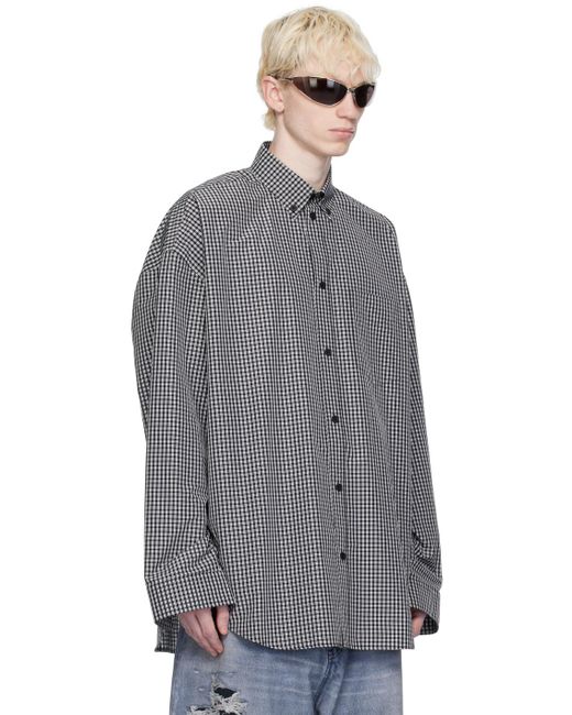 Balenciaga Gray Black Oversized Shirt for men