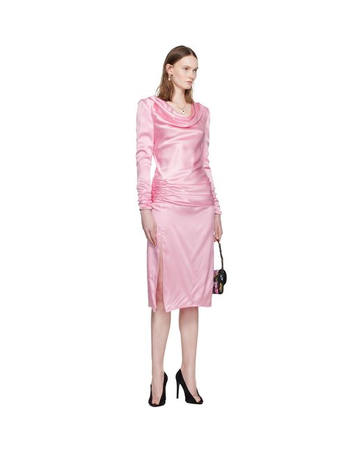 Valentino Pink Crepe Satin Midi Dress