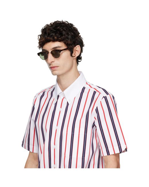 Thom Browne Brown Acetate & Titanium Oval Sunglasses for men