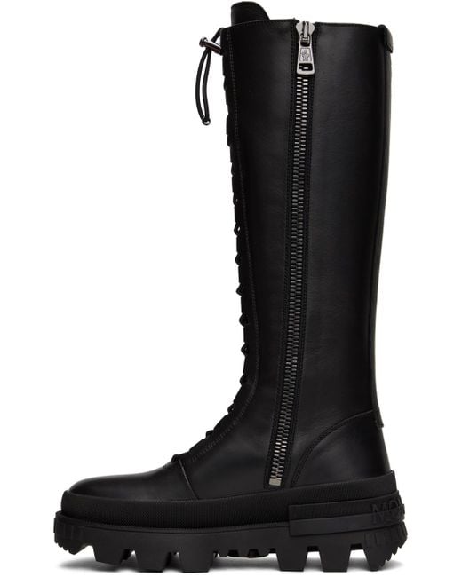 Moncler Black Normandy Knee-high Leather Boots