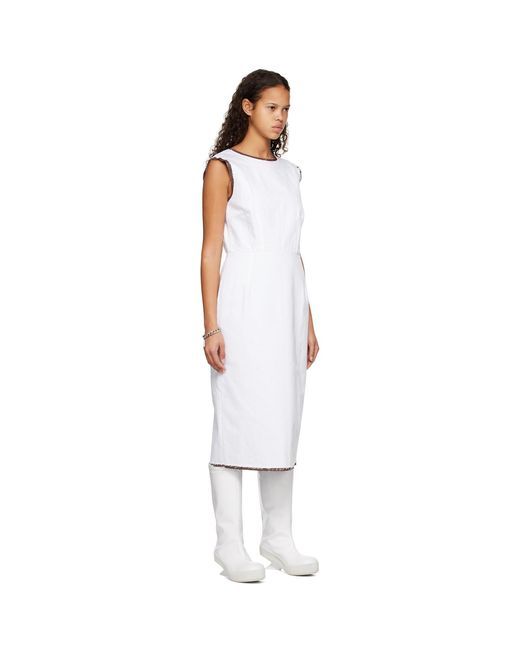 Raf Simons Black White Distressed Denim Midi Dress