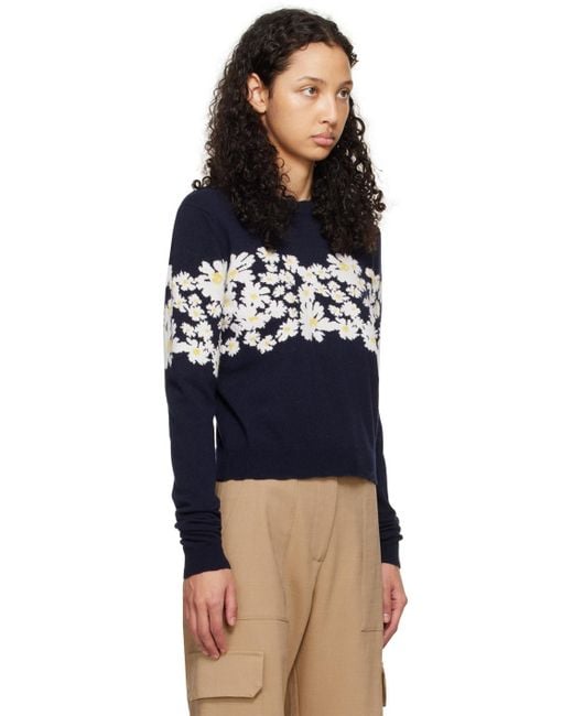 MSGM Blue Navy Floral Sweater