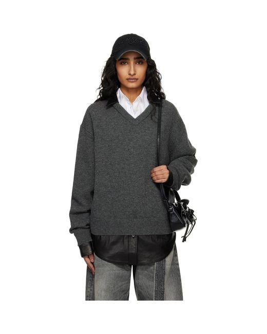 Acne Black Layered Wool Knit Sweater