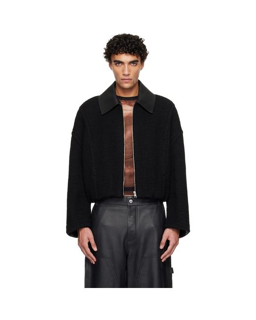 Jean Paul Gaultier Black Heavy Wool Bomber Jacket for men