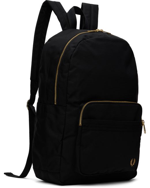 メンズ Fred Perry ブラック テクスチャード ナイロン バックパック Black
