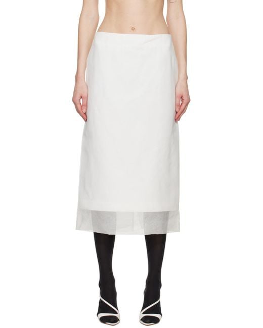 Sportmax White Aceti Midi Skirt