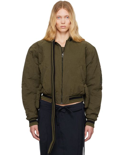 OTTOLINGER Green Khaki Strap Bomber Jacket